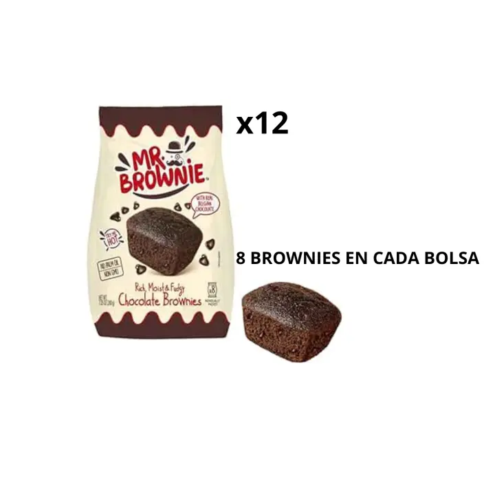 Pack de 12 bolsas de Mr Brownie de chocolate - Formato de ahorro - 96 unidades en total - 1