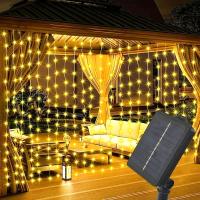 Luces De Cortina Solar De 100 LED Para Exteriores Resistente Al Agua Con Hilo De Cobre Plata 8 Modos Luz De Hada Para Decoración De Hogar Y Fiesta Navideña - details 0