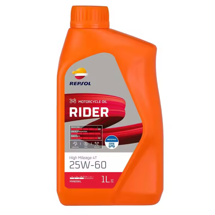 Repsol Aceite De Motor Rider High Mileage 4t 25w-60 1l - 1
