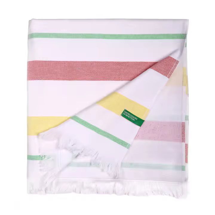 BENETTON Toalla de Playa Hamman 80x165cm 350gsm 100% Algodón Rosa, Amarillo y Verde - Rainbow BE - 1