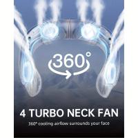 Ventilador de Cuello Recargable con Pantalla LED, 3 Velocidades, Enfriamiento 360°, Ventilador Personal Portátil USB-C 4000mAh para Viajes, Oficina y Exteriores - details 4