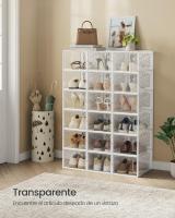 Set de 18 Cajas Transparentes para Zapatos Apilables, Organizadores Robustos y Plegables para Talla 46, Expositor para Zapatillas y Tacones, Color Transparente y Blanco - details 1