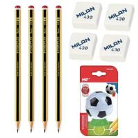 Staedtler - Pack 4 Lapiceros Lápices Noris HB, Milan 4 unds Gomas de Borrar cuadrada Muy Suave, 1 und Sacapuntas,  Goma y Lapicero Ideal para el Colegio, Recambio. Vuelta al Cole, Colegio, Material Escolar Oficina Primaria, Secundaría y Universidad - details 1