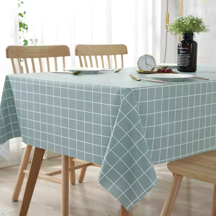 Mantel De PVC Grueso Y Rectangular Con Diseño De Cuadrícula Impermeable Y Resistente Al Aceite Para Cocina Y Comedor En Casa - 1