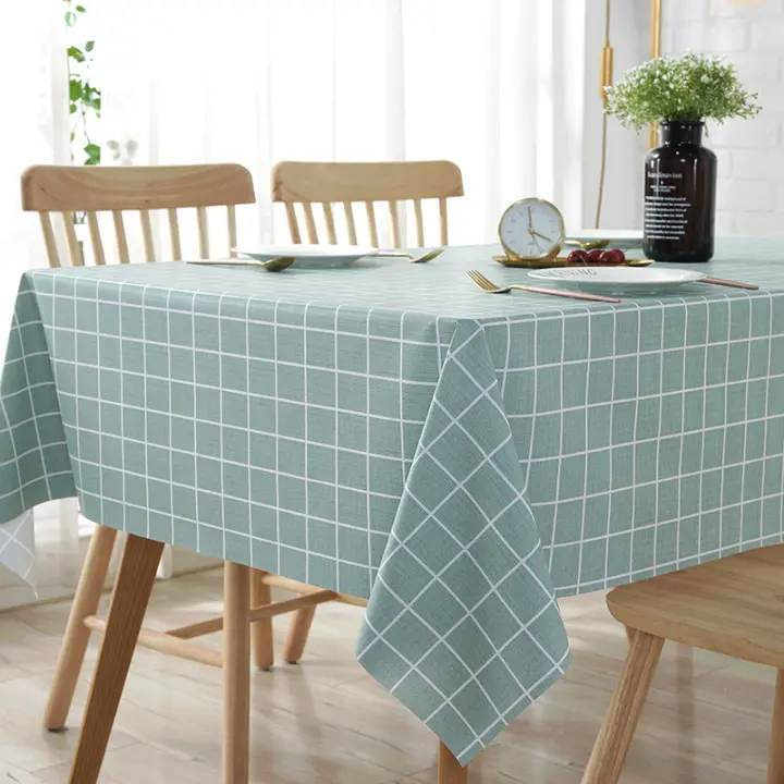 Mantel De PVC Grueso Y Rectangular Con Diseño De Cuadrícula Impermeable Y Resistente Al Aceite Para Cocina Y Comedor En Casa - 1