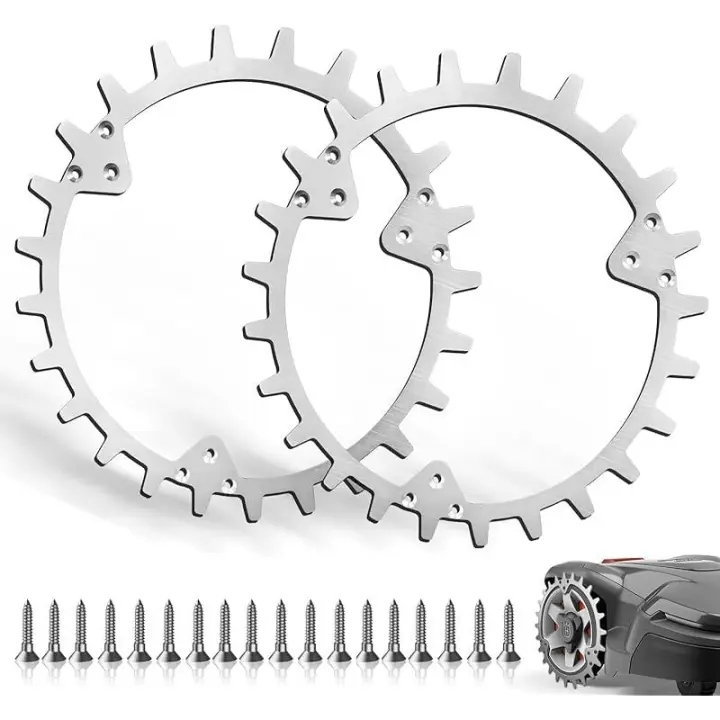Mejora de la tracción con clavos de aluminio Adecuado para Husqvarna Automower 420/320 / 430X /435X /440/450X con desbarbado y clavo para rueda de césped de 255 mm para accesorios fuera de la rueda - 1