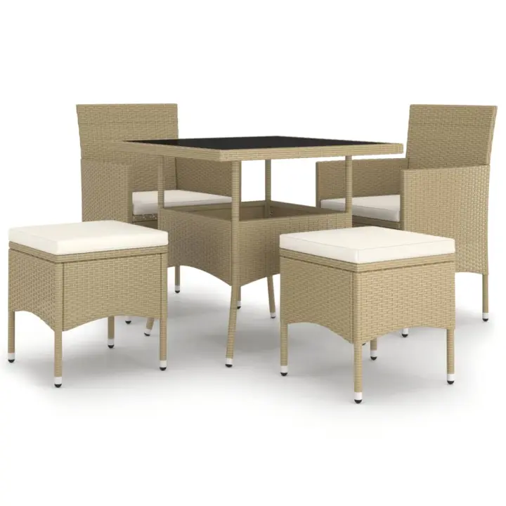 vidaXL Juego de comedor para jardín de 5 piezas ratán sintético beige - 1