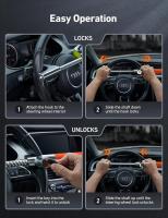 Bloqueo de volante Bloqueo de dirección de automóvil Bloqueo de automóvil resistente Dispositivo antirrobo con 2 llaves Cerraduras de seguridad ajustables para automóviles/SUV/camiones con accesorios de autodefensa para automóvil - details 1