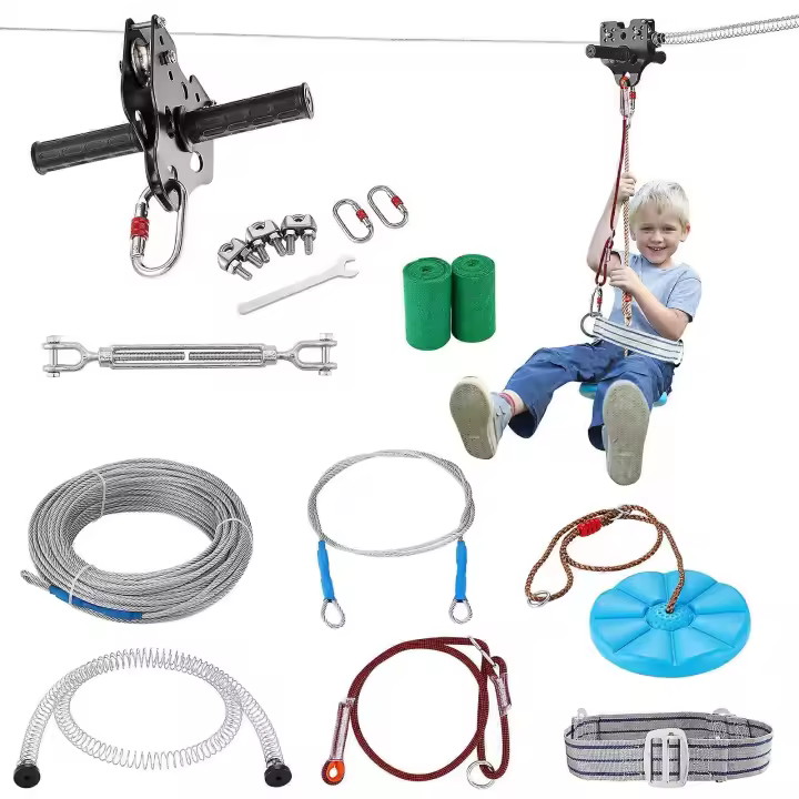 Zipline Kit for Kids and Adult, 80 ft Zip Line Kits Up to 500 lb, Backyard Outdoor Quick Setup Zipline, Playground Entertainment - 1