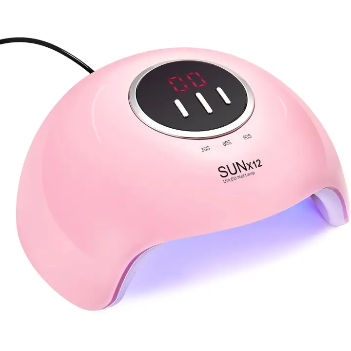 Lámpara UV LED para uñas de 54 W, secador de uñas con Luz Para esmalte de gel, 3 temporizadores, lámpara Profesional de seco rápido con Pantalla y sensor Automático, color rosa - 1
