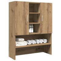 vidaXL Armario de lavadora madera envejecida 70,5x25,5x90 cm en color Madera antigua/Roble artisan/Roble negro | almacenamiento funcional diseño moderno para baño dormitorio sala - details 1