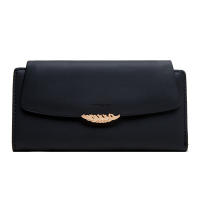 Cartera Larga Preppy Estilo Japón Y Corea Pequeña Fresca PU Con Hebilla De Hoja Color Sólido Cierre De Cremallera Doblete Para Documentos Y Tarjetas - details 2