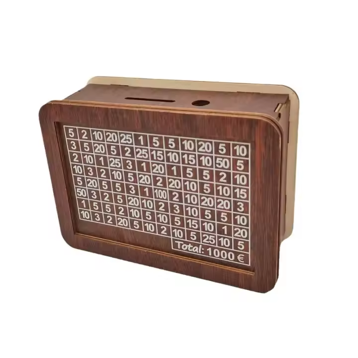 Caja De Dinero De Madera En Forma De Cerdo Con Objetivo De Ahorro Y Cajas De Números Para Monedas Euro Varios Tamaños Disponibles - 1