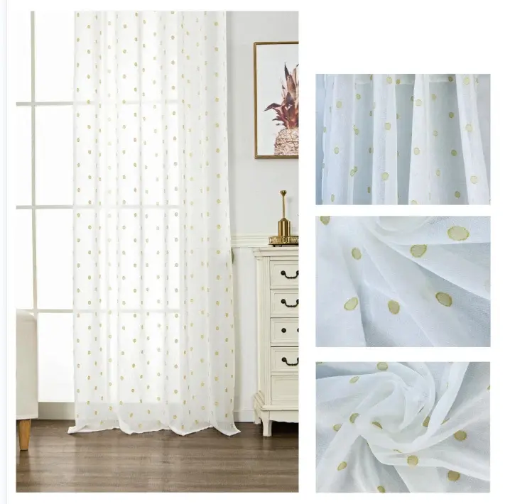 Cortina de gasa con estampado de puntos de poliéster 150x260cm - 1
