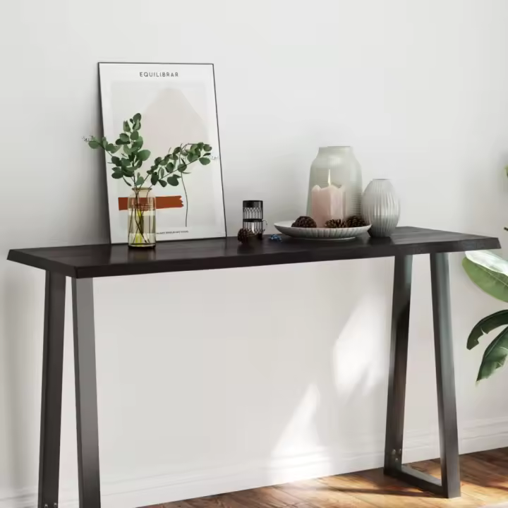 vidaXL Tablero mesa madera tratada borde vivo marrón 140x50x(2-4) cm - 1