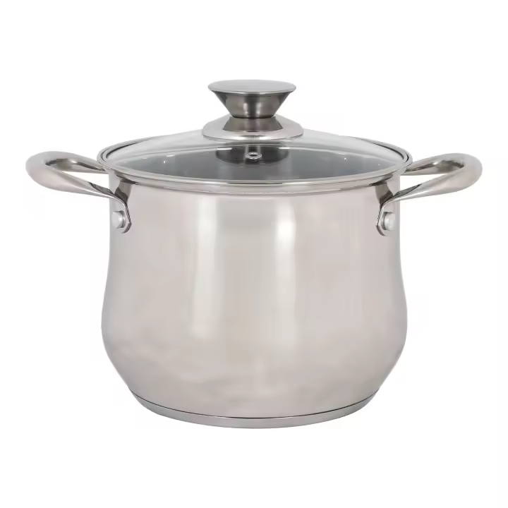 Quttin - Olla de Acero 20CM 4L con Tapa Apta para Inducción - Colección New Neron - Alta Durabilidad y Resistencia al Calor - Diseño Ergonómico - Compatible con Todo Tipo de Cocinas - 1