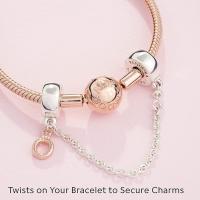 PANDORA Signature Cadenas de seguridad, Plata de Lei & Rosa, Comes con embalaje de Caja De Regno original. - details 2