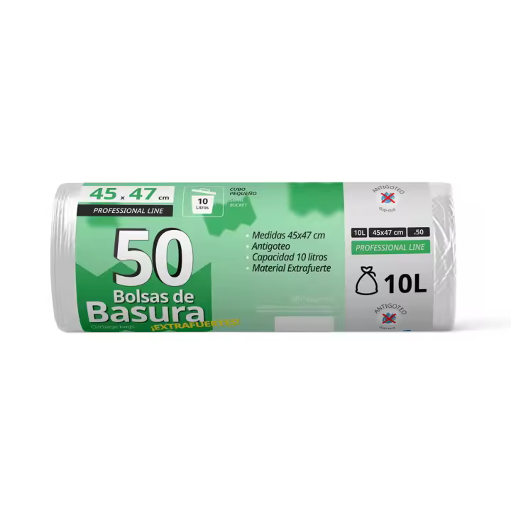 Bolsas de Basura, Bolsa Basura Resistente para Cubos Basura 10L, Antigoteo, Bolsas Ideales para Papelera de Baño, Oficina o Cocina, Apta Todo Tipo de Desechos, 45x47 cm - Ofituria (50 bolsas, 10L) - 1