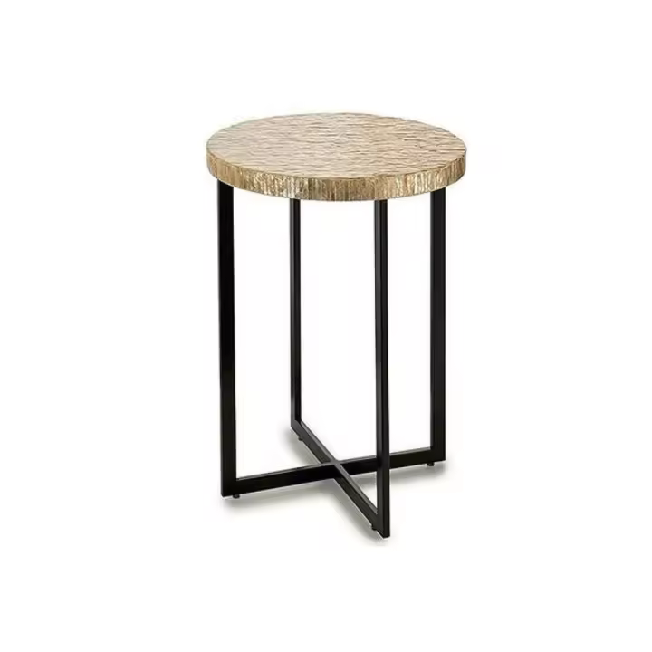 Gift Decor Mesa Auxiliar Beige Dorado Metal Blanco Nácar 45 X 62 X 45 Cm - Originalidad y Elegancia - 1