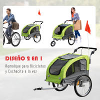 Pawhut Remolque Bicicleta Perros Carro Cochecito para Transporte Mascota 2 en 1 con Barra de Paseo Amortiguador Rueda Giratoria 360° Reflectores Carga Máx. 30kg - details 7