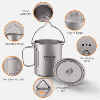 Juego De Cocina Ultraligero De Titanio Tomshoo 3 PCS Con Olla De 750ml Taza De Agua De 450ml Y Cuchara Plegable Para Camping Y Excursiones Al Aire Libre - details 9