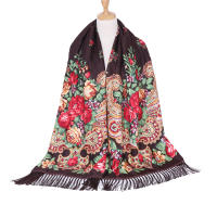 Bufanda De Lujo Para Mujer Con Floral Shawl Vintage Con Borlas Cálido Foulard Bandana Estilo Casual Tamaño Grande Para Otoño E Invierno - details 10
