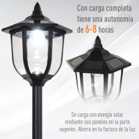 Outsunny Farola Solar con Panel Solar a Cargar Batería Protección al Ambiente 6 LED Perfecto para Noche Encendido Automático Autonomía de 6 Horas Instalar Fácil Negro Ф26,5 x 177cm - details 4