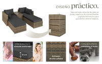 Tectake - Conjunto de ratán San Domino con estructura de aluminio, Mueble de exterior de grandes dimensiones, Trenzado de calidad óptima de poliratán resistente a los rayos UV, Bastidor robusto de aluminio ligero - details 1