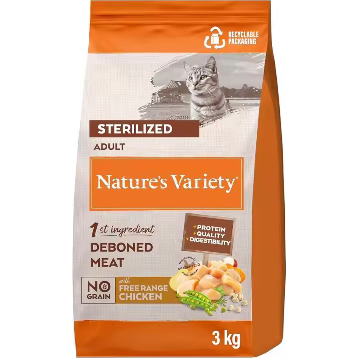 Comida para Gato Esterilizado NATURES VARIETY Selected Pollo 3kg - 1