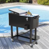 Outsunny Carro de Bebidas Refrigerado 75,7 L Carro Nevera con Ruedas Abrebotellas y Estante Nevera para Exterior Patio Fiesta Terraza 90x39x83 cm Negro - details 1
