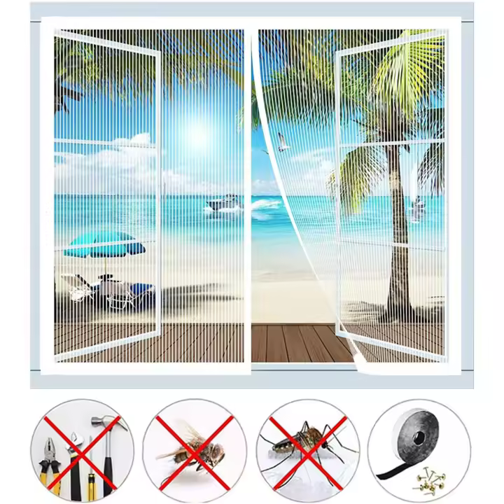 Mosquitera magnética para ventanas o puertas de balcón, autosellada, para la mayoría de los tipos de ventana o puerta de balcón, color blanco (31 x 43 inch) 80 x 110 cm - 1