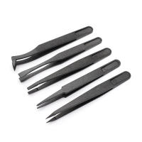Nuevo Llegada 5pcs/set Pinzas De Reparación De Plástico Antiestático Negro Recto Y Curvo Resistente Al Calor Herramienta De Reparación Portátil - details 0