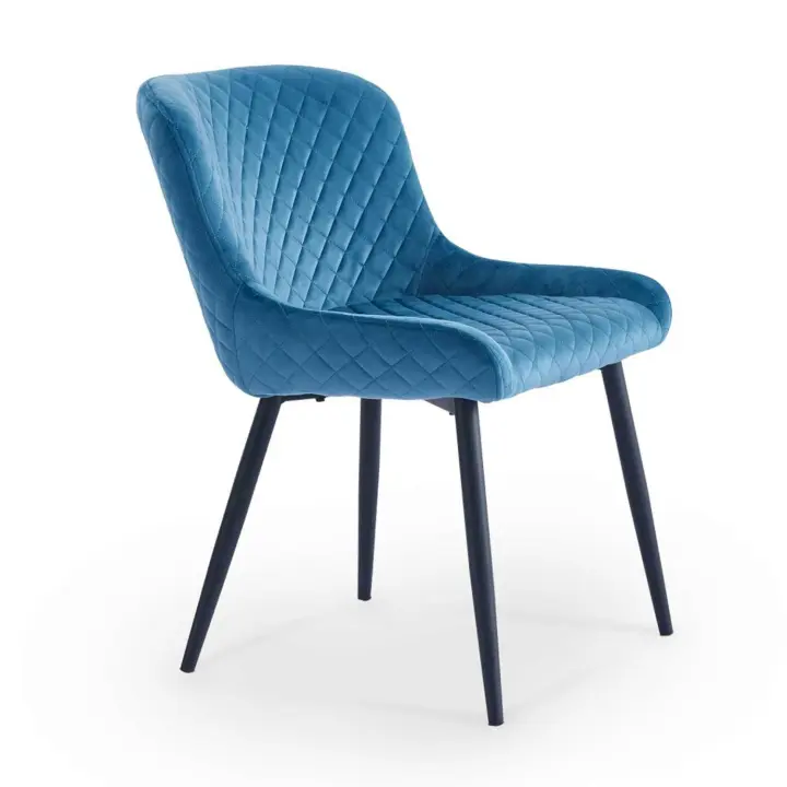 Silla LÚZETE de Terciopelo Azul con Patas Metálicas - 1