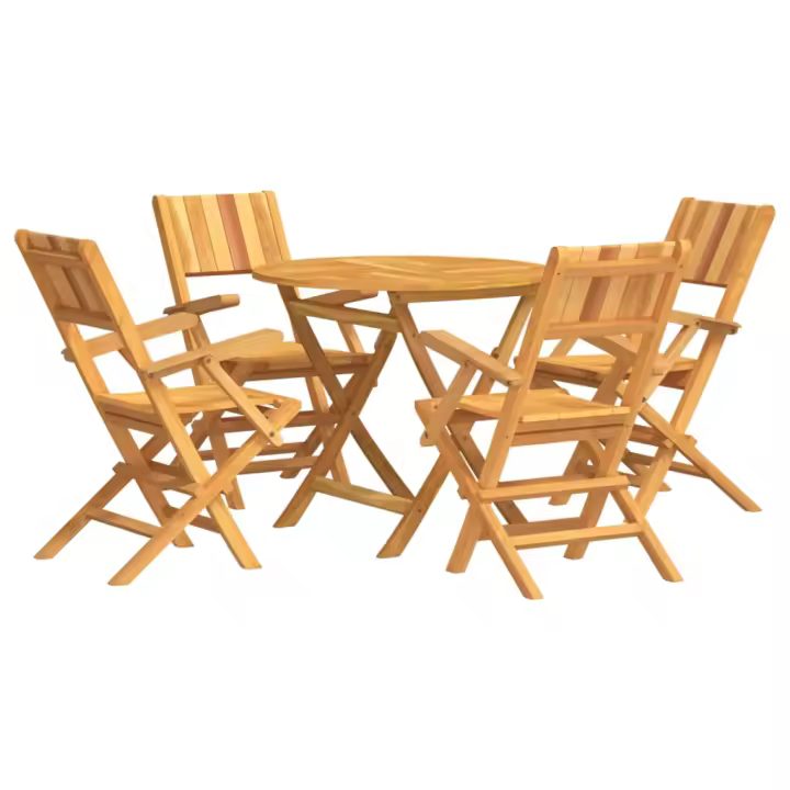 vidaXL Juego de comedor para jardín 5 piezas madera maciza de teca - 1