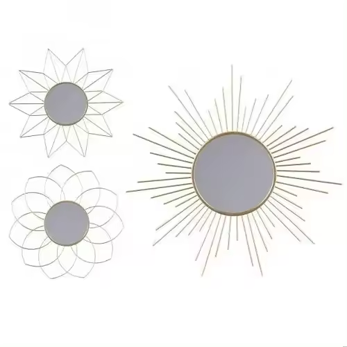 ARISE SHOP-Pack 3 Espejos Decorativos de Pared, Dorados, Surtidos, 25 cm,, Colgante para Sala de Estar, Dormitorio, Entrada - 1