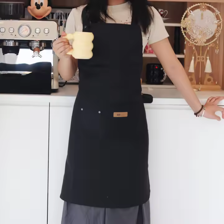 Bib Apron Ajustable De Moda Para Cocina Con Bolsillos Impermeable Y Antiaceite Para Chef De Restaurante Trabajo En La Cocina Uniforme De Barbero Para Hombres Y Mujeres - 1