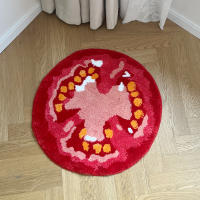 Alfombra De Tomate Tufted Rug Con Patrón Divertido Alfombra Suave Para Sala De Estar Entrada Interior Dormitorio Decoración De Área Antideslizante Resistente Al Desvanecimiento Lavable Mecánicamente Uso Doméstico Y Hotelero - details 0