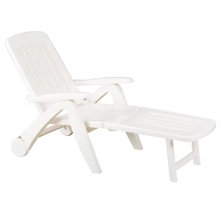 KG KITGARDEN - Tumbona de Jardín Exterior Plegable Respaldo Reclinable con Ruedas, 190x72x60cm, Blanco - CANCUN - 1
