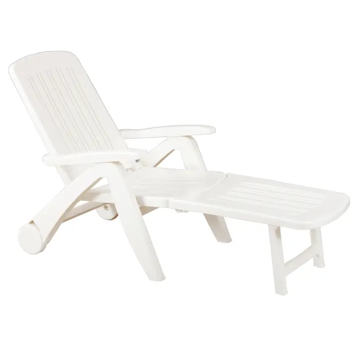 KG KITGARDEN - Tumbona de Jardín Exterior Plegable Respaldo Reclinable con Ruedas, 190x72x60cm, Blanco - CANCUN - 1