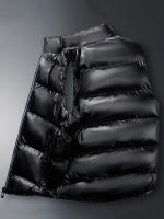 Chaleco De Algodón Grueso Para Hombres Moda Otoño/Invierno 2024 Estilo Casual Cuello Erguido Brillante Tamaño Grande Con Bolsillos Y Cierre De Cremallera - details 20