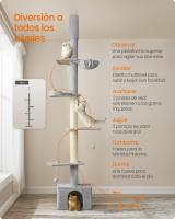 Árbol para Gatos, Torre de Suelo a Techo, Altura Ajustable 231-291 cm, Alto y Multinivel, Diámetro 11 cm, Gruesos Postes, Cueva, Hamaca, Plataforma - details 8