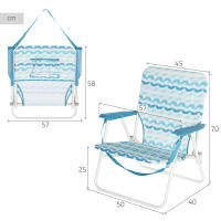Aktive - Silla de playa plegable con respaldo bajo, bolsillo trasero y asa de transporte, estructura de acero, asiento de poliéster, ligera y compacta, 45x40x70 cm, estampado azul Maldivas - details 3