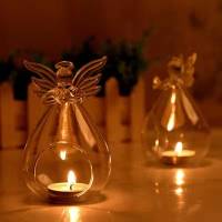 2 portavelas de cristal con forma de ángel para decoración de fiestas en casa. - details 1