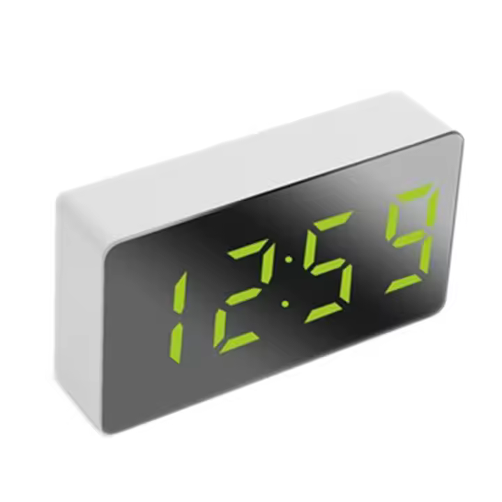 Mini reloj despertador de escritorio, espejo Digital LED, temperatura, USB, mesita de noche, relojes de viaje para dormitorio, sala de estar, decoración del hogar, Verde - 1