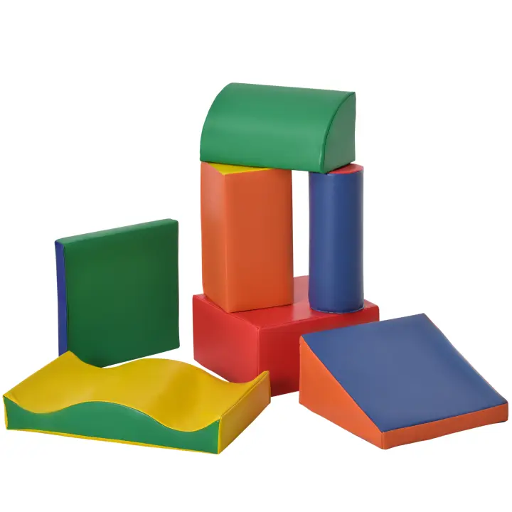 HOMCOM Juego de 7 Bloques de Espuma para Niños de 1-3 Años Bloques Psicomotricidad Figuras de Construcción para Escalar y Gatear Multicolor - 1