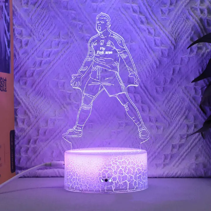 Luz De Noche LED 3D De Cristiano Nathan Fútbol 16 Colores Variables Iluminación Visual Decoración Para Sala De Estar Regalo Para Fanáticos - 1