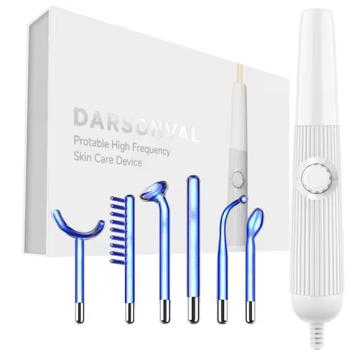 Máquina Facial De Alta Frecuencia DARSONVAL Azul 6-en-1 Para Cuidado De La Piel Antiarrugas Anti-acné Tratamiento Anti-edad Con Varillas De Neón Y Argón Herramienta De Cabello - 1