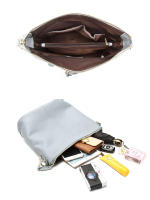 Bolso De Hombro Para Mujer Zency Elegante Azul De Cuero Genuino 100% Bolso Hobos Blanco Mochila Mensajera Para Dama Con Decoración De Cerradura Charm Lock Tamaños Variados - details 10