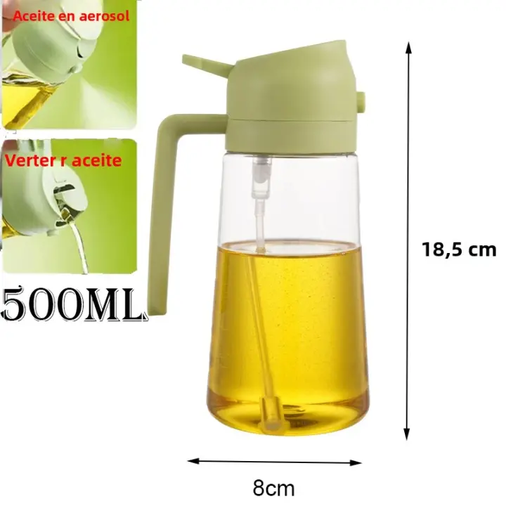 Botella De Aceite De Spraying 2en1 500ml Plástico Dispensador De Aceite Para BBQ Cocina Horneado Picnic Herramienta De Cocina Ecológica - 1
