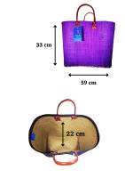 Aravoula Luxe - Bolso de Playa de Verano Fibra Natural - Ideal para Compras - Asas de Cuero - details 1